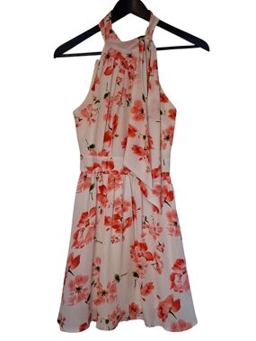 Cals Floral Halter Neck Tie Front Sun Dress Size Small